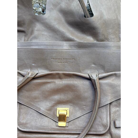 Proenza Schouler PS1 Keep All Taupe Satchel Italy Mushroom Taupe - Picture 10 of 11